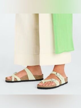 New Birkenstock Mayari Nubuck Leather Faded Lima Sandals